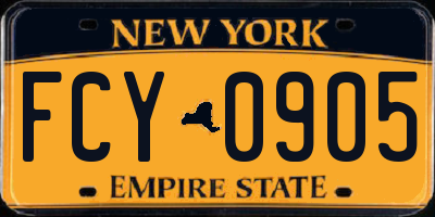 NY license plate FCY0905