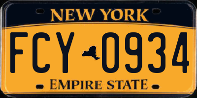 NY license plate FCY0934
