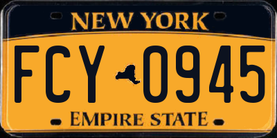 NY license plate FCY0945