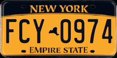 NY license plate FCY0974