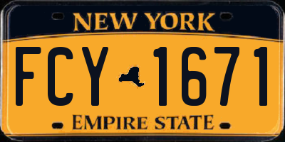 NY license plate FCY1671