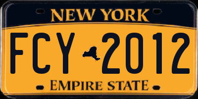 NY license plate FCY2012