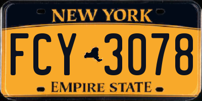 NY license plate FCY3078