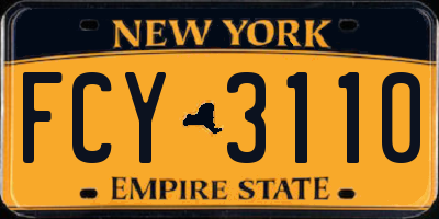 NY license plate FCY3110
