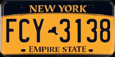 NY license plate FCY3138