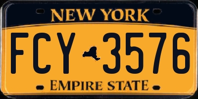 NY license plate FCY3576