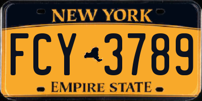NY license plate FCY3789