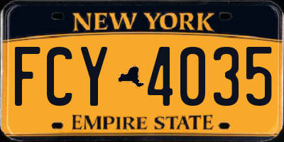 NY license plate FCY4035