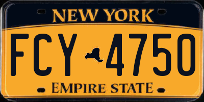 NY license plate FCY4750