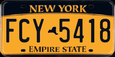 NY license plate FCY5418