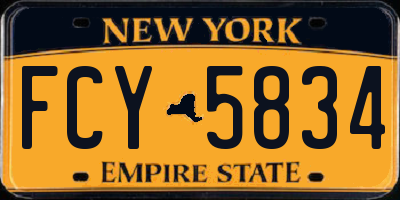NY license plate FCY5834