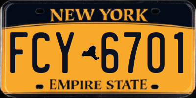 NY license plate FCY6701