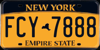 NY license plate FCY7888