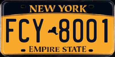 NY license plate FCY8001
