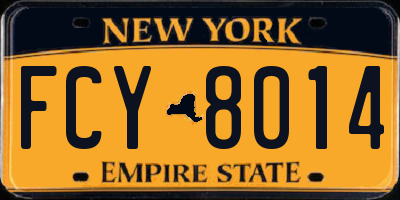 NY license plate FCY8014