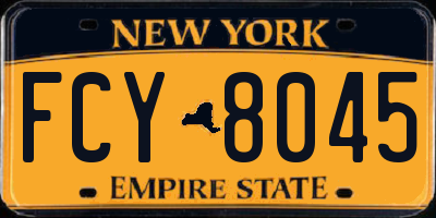 NY license plate FCY8045