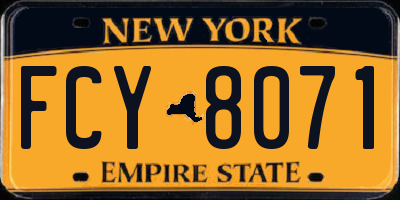 NY license plate FCY8071