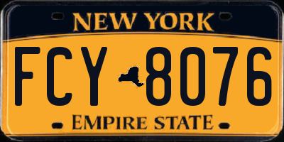 NY license plate FCY8076
