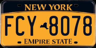 NY license plate FCY8078