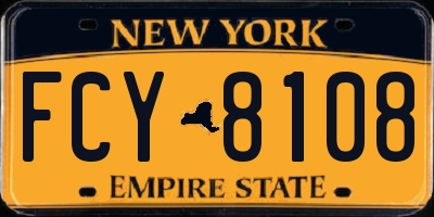 NY license plate FCY8108