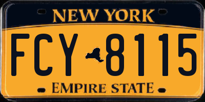NY license plate FCY8115