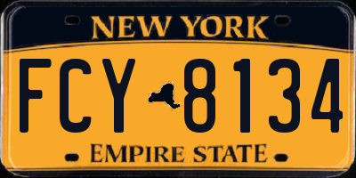 NY license plate FCY8134