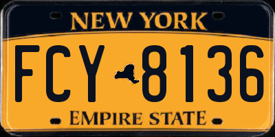 NY license plate FCY8136