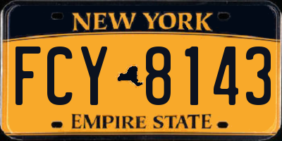 NY license plate FCY8143