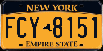 NY license plate FCY8151