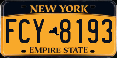 NY license plate FCY8193