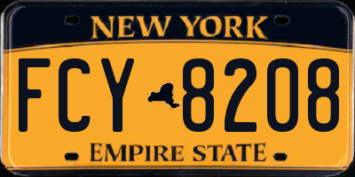 NY license plate FCY8208