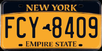 NY license plate FCY8409