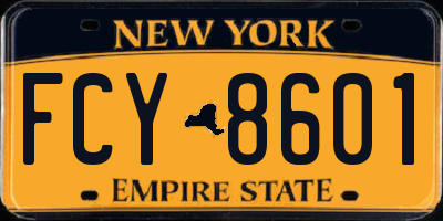 NY license plate FCY8601