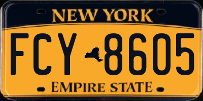 NY license plate FCY8605
