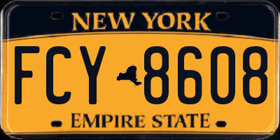 NY license plate FCY8608