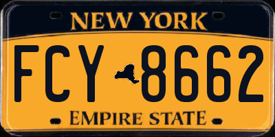 NY license plate FCY8662