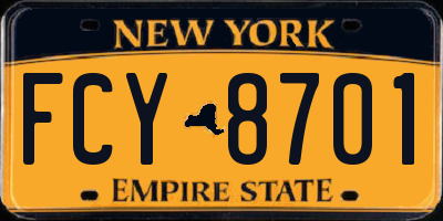 NY license plate FCY8701