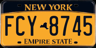 NY license plate FCY8745