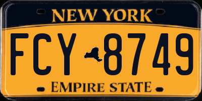 NY license plate FCY8749