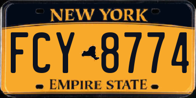NY license plate FCY8774