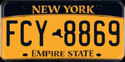 NY license plate FCY8869