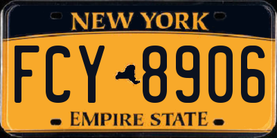 NY license plate FCY8906