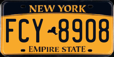 NY license plate FCY8908