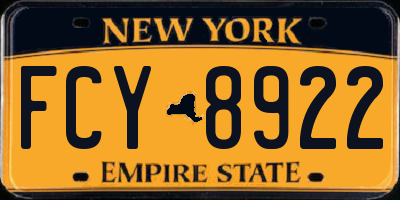 NY license plate FCY8922