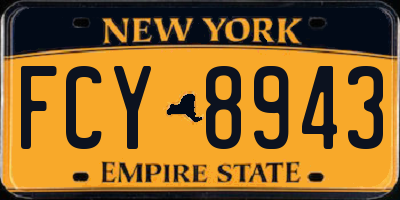 NY license plate FCY8943