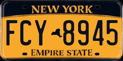 NY license plate FCY8945