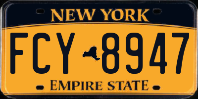 NY license plate FCY8947
