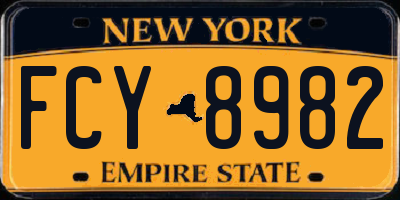 NY license plate FCY8982