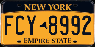 NY license plate FCY8992