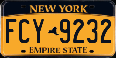 NY license plate FCY9232